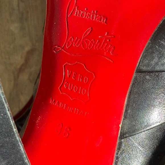 Christian Louboutin Orniron Black Calf Leather Heeled Boots sz 36 (5.5-6US) - Picture 7 of 10